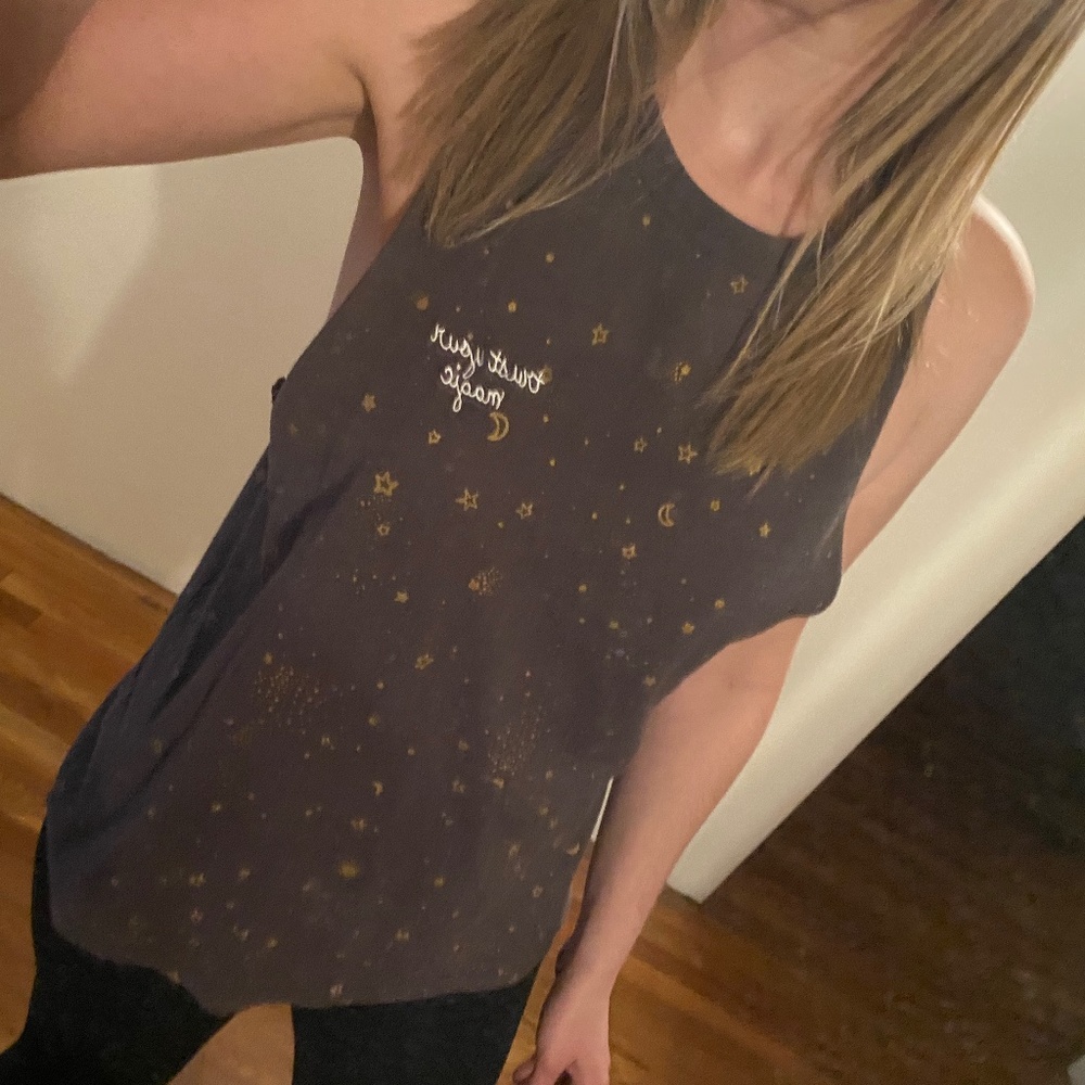 NWOT Spiritual Gangster “Trust Your Magic” charcoal graphic print muscle tank S